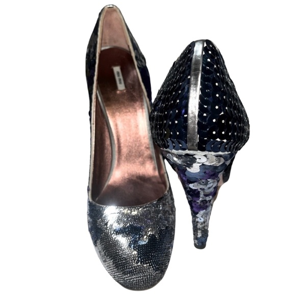 MIU MIU Sequin Embellishments Round ToePumpsHeels Size41 U.S. Size11 - Picture 14 of 15